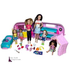 Barbie Sisters Doll Bundle - Skipper, Stacie & Chelsea With Caravan And Tent Set