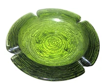 Anchor Hocking Green Soreno Ripple Glass 8-1/2" Cigar Ashtray 1960's
