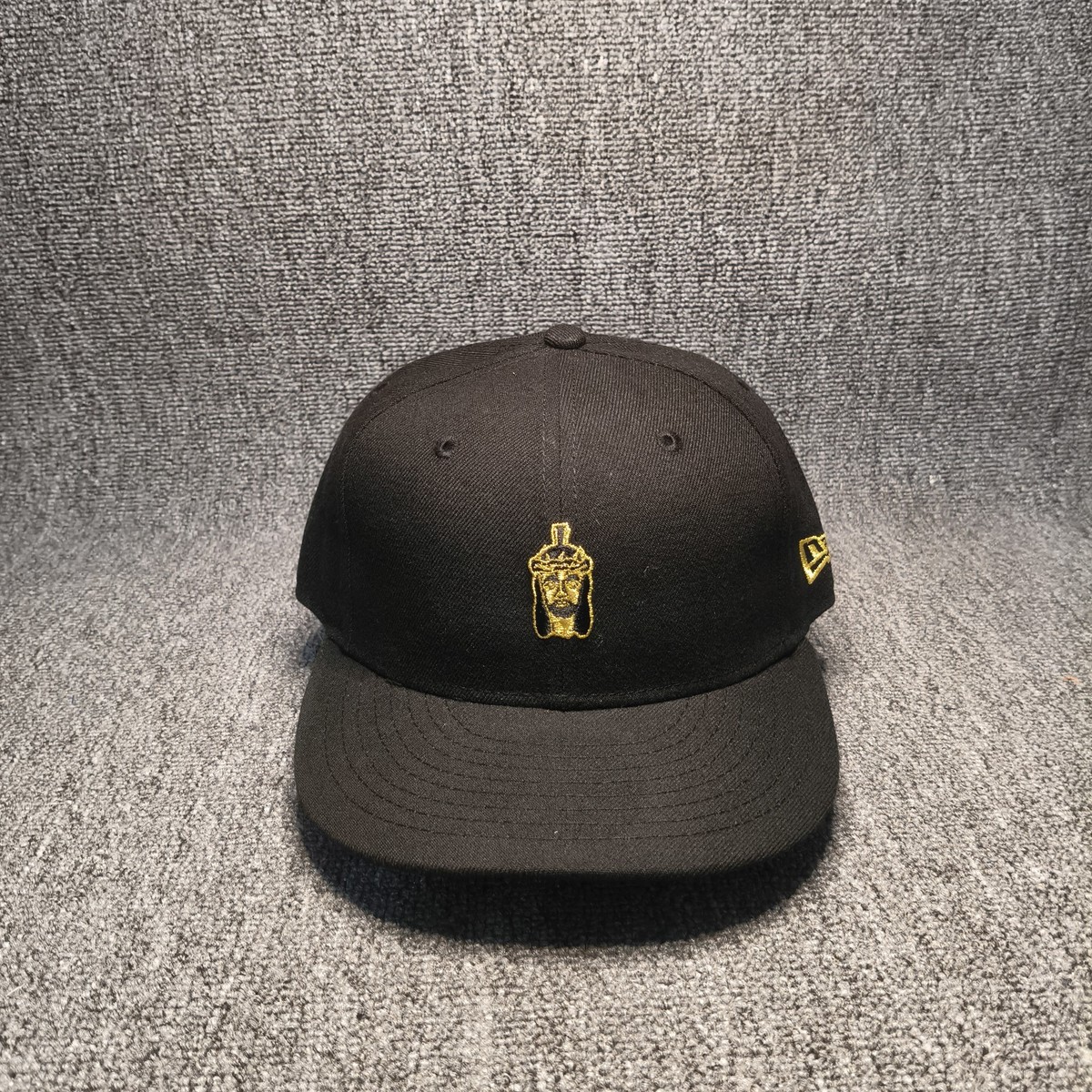 New Era 9FIFTY Snapback Hat Black Gold Jesus Piece Head Logo Adjustable Cap