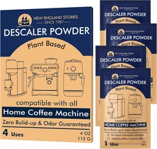 Descaling Powder Solution (4 Uses) Removes Scale and Build-Up, Automatic Coffee 