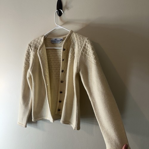 Vintage Susan Bristol Cardigan Cream 100% Wool Size Large - Picture 14 of 17