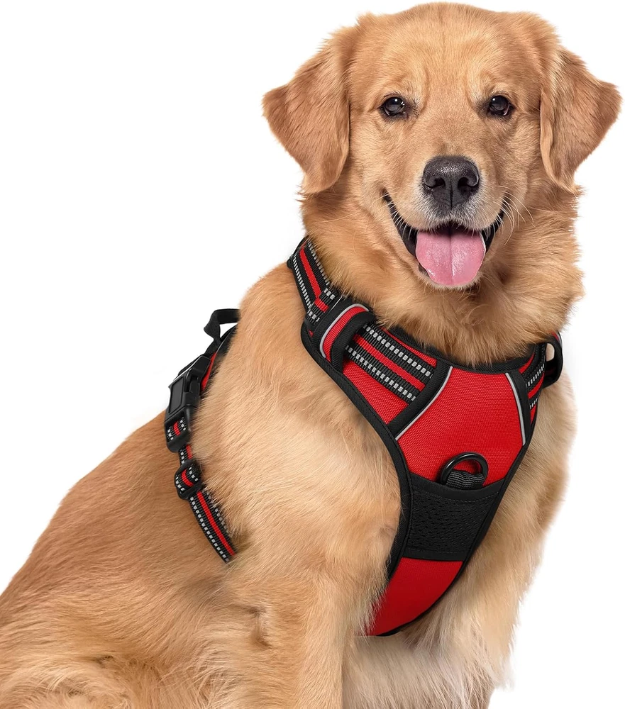Dog Harness No Pull with 2 Leash Clips, Adjustable Soft Padded, Reflective Oxfor