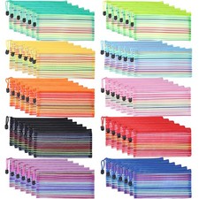 60 Pack 10 Colors Pencil Pouch Bulk Mesh Zipper Pouch Bags, Small Storage Bag...