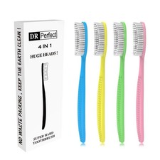 DR PERFECT Extra Hard  Firm Toothbrush Large 4 Count Pack of 1 , Multicolor