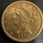 1897 Liberty Head $5 Half Eagle Gold Coin Estate Find Rare Old U.S. Coin