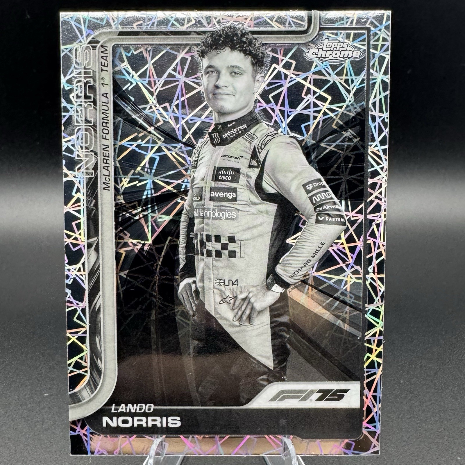 2025 Topps Chrome F1 Lando Norris BLACK & WHITE LAZER Refractor #5 McLaren