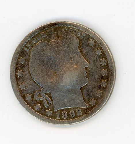 1892 Barber Quarter 90% Silver Coin Error? Strike Damage?  PLS READ!