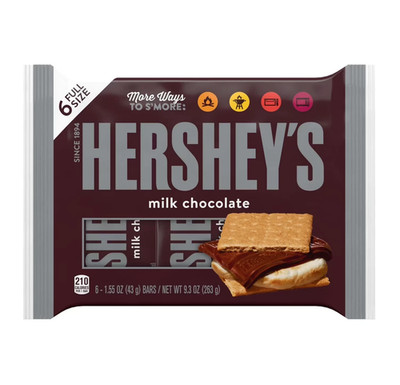 Hershey's Milk Chocolate Candy Bars, 1.55 oz (6 Count)