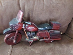 Handmade Wooden Toy Motorcycle Vietnam Harley Davidson Excellent Red