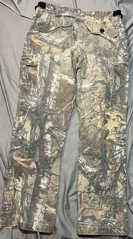 Calça de caça masculina bloqueadora de perfume tamanho grande árvore real perna reta bolso de carga - Imagem 2 de 4