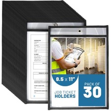 30 Pack Job Ticket Holders 8.5x11 - Work Order Plastic Sleeves for Documents ...