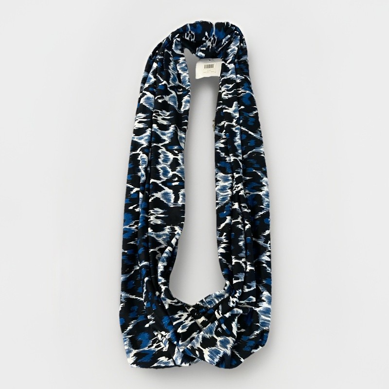 LOCAL TAKE Castro Blue Black Batik Stretch Circle Infinity Scarf New! NWT