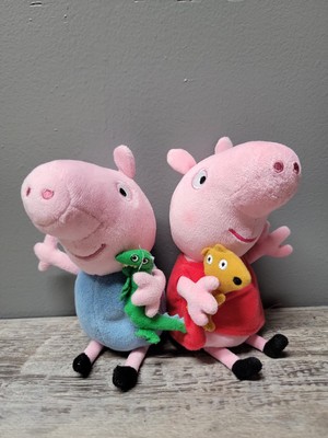 TY Beanie Babies Peppa Pig and Brother George With Teddy And Dine-Saw