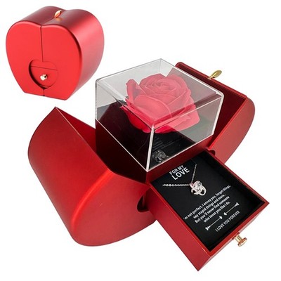 Fashion Jewelry Box Red Apple Christmas Gift Necklace Eternal Rose For Girl Moth