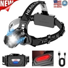 1200000LM LED Headlamp USB Rechargeable Super Bright Zoom Head Torch Headlight