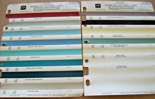 1965 AMC Marlin Ambassador Rambler Classic auto Acme Paint Chips stripes set