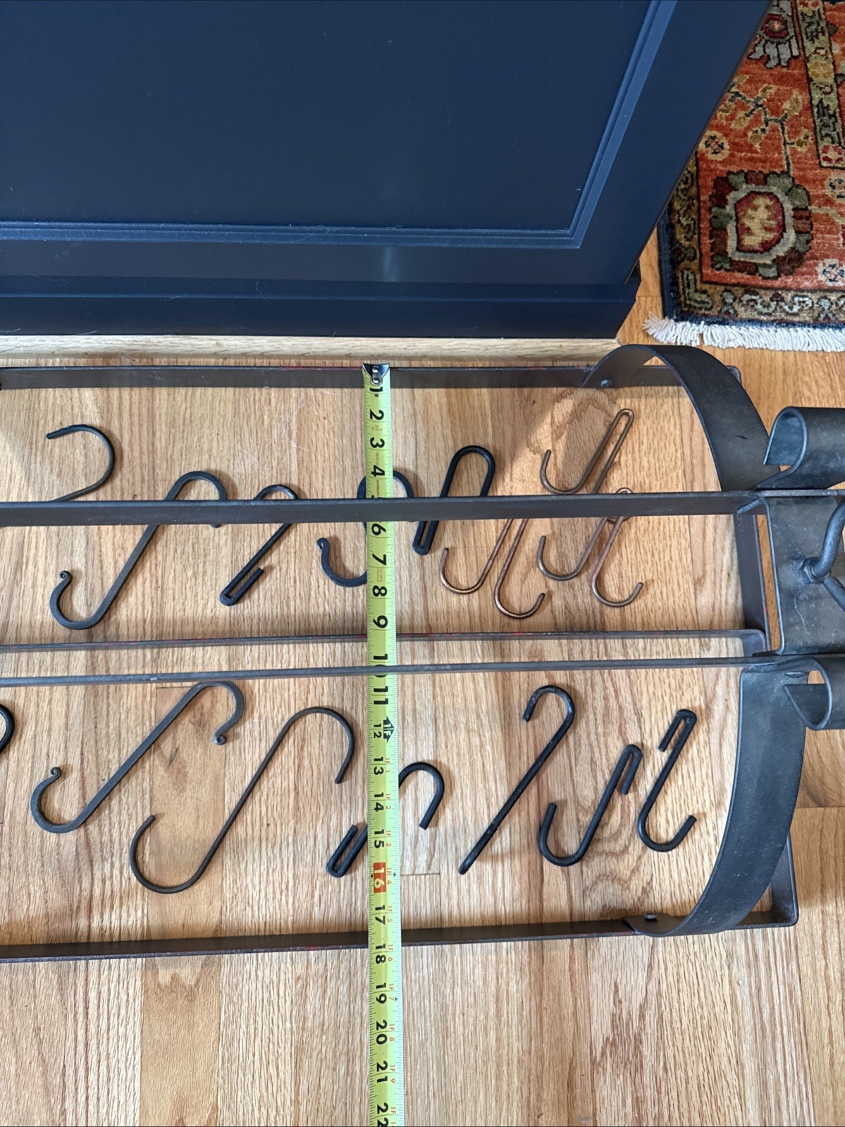 Eclume Pot Rack Rectangle Ceiling Pot Rack with Hooks Steel 30” x 18”