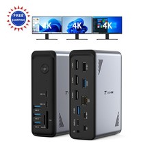 18 in 1 Laptop Docking Station Triple 4K Display TobenONE Monitors HDMI Ports