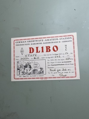 Deutsche Amateur Kurzwelle QSL Funkkarte - Karlsruhe 1954