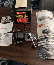 VTG Garcia Mitchell 300 Spin Fishing Reel w/Box,Papers Receipt from 1976 Unused