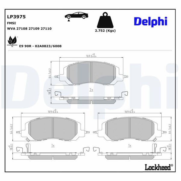 Delphi Bremsbelagsatz Scheibenbremse LP3975 FüR Honda CR 5 6 HEV RS6 AWD Phev-image