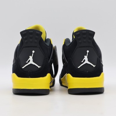 408452-017 Nike GS Air Jordan 4 Retro Thunder Black Gold Yellow | eBay