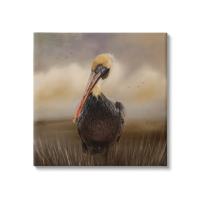 Pelican Cloudy Nature Sky Wildlife Canvas Wall Art, Design by Kelley Parker