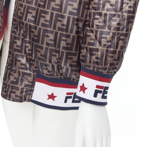 FENDI FILA reversible colorblocked silk Zucca monogram bomber jacket IT38 XS - Picture 11 of 12