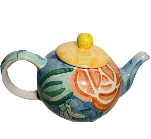 Whimsical Floral Teapot With Dragonfly's By Bella Ceramics 5.5 Cups - Picture 1 of 12