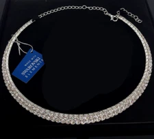 Elegant Swarovski Elements Choker Necklace double tiers Clear Crystal color