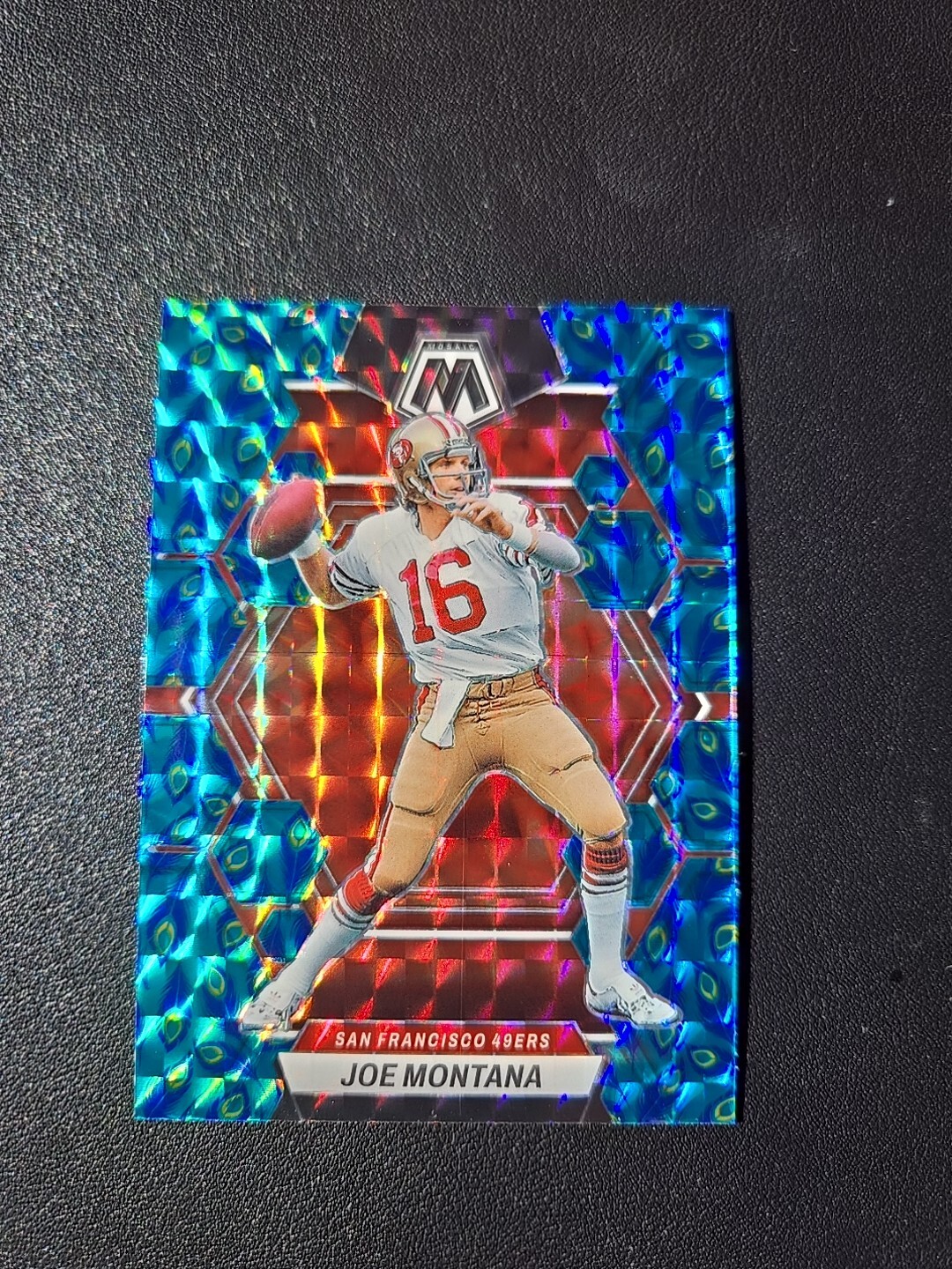 2023 Panini Mosaic Joe Montana #217 Choice Peacock Prizm San Francisco 49ers HOF