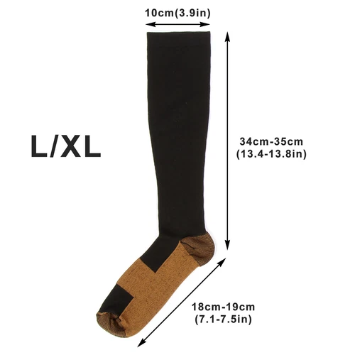 Unisex 3 Paar Sport Kompressionsstrümpfe Stützstrümpfe Kupfer Kompressionssocken - Bild 9 von 12