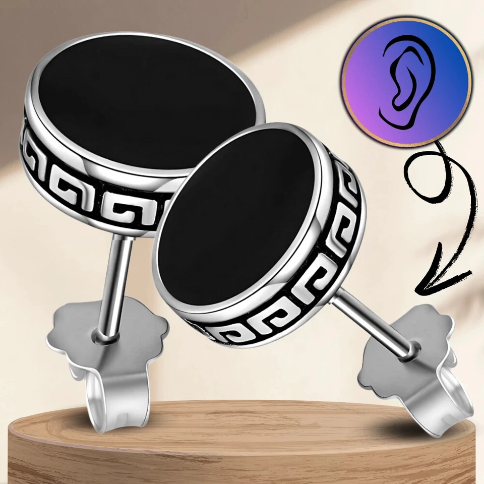 Orecchini in argento per uomo e donna, anelli in rame da 8 mm - Immagine 3 di 4