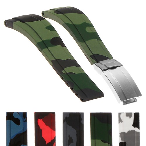 StrapsCo Camo Rubber Watch Band Strap w/ Deployant Clasp 20mm eBay