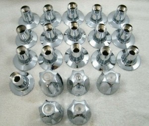 CHROME SHOWER/ TUB WITH LOT OF 13 PLUS HANDLES AND EXTRAS