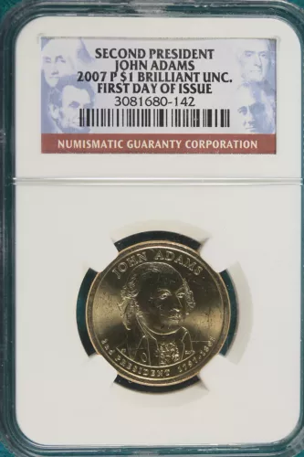 2007-P NGC Brilliant Uncirculated John Adams Presidental Dollar!! #B1812