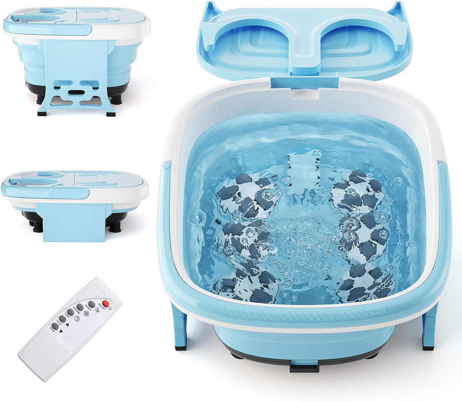 Bain de pieds pliable massant avec bulles et chauffage rapide Thalasso