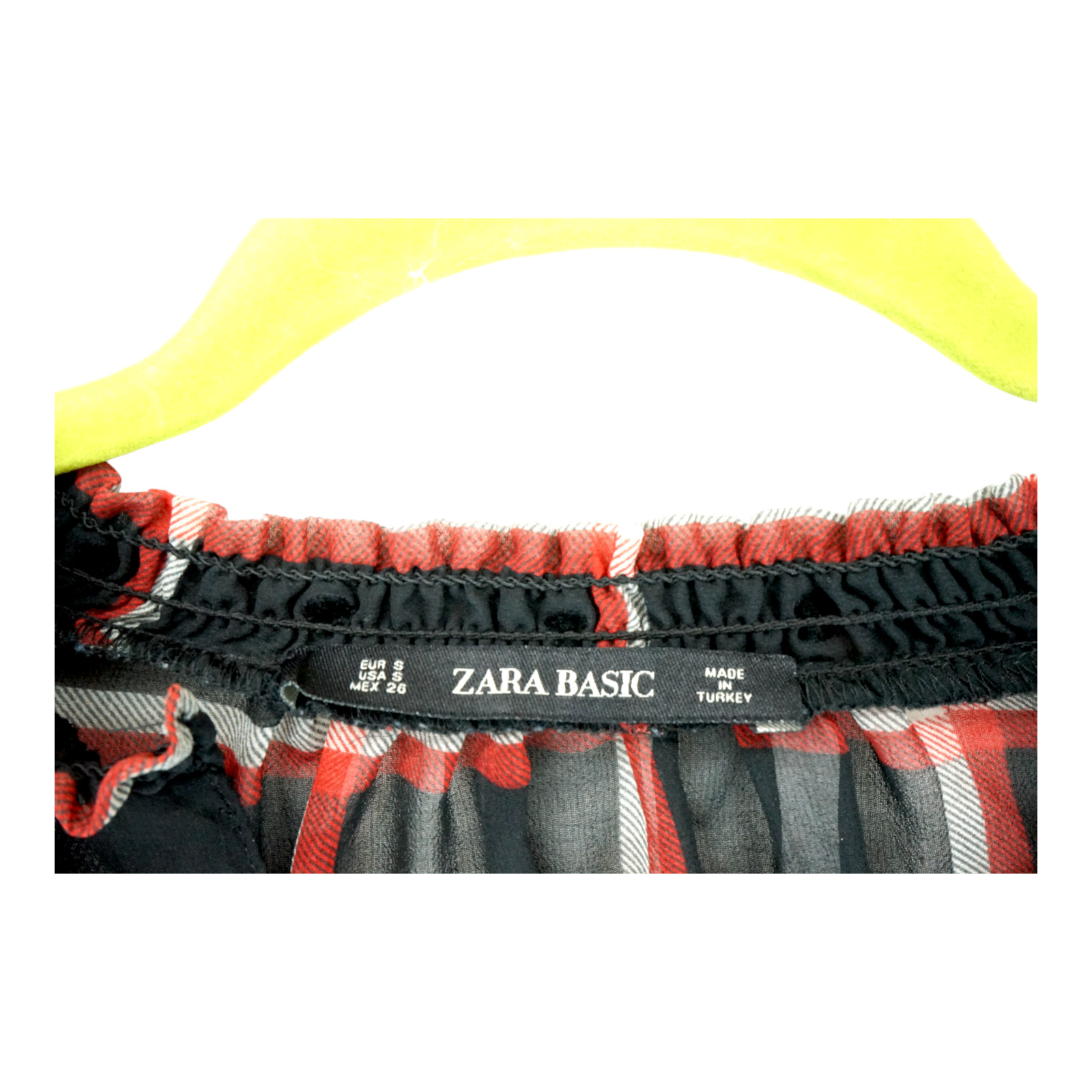 Zara Basic Sheer Checker Dot Split Mock Neck Size… - image 4