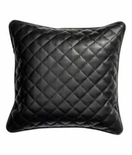 Pillow Cover Black Soft Lambskin Stylish Leather Genuine One-Piece Cushion Décor