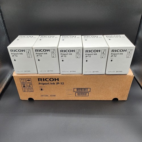 Genuine Ricoh JP-12 Black Priport Ink 817105 Box of 5 for DX3340 JP1230 - 第 1/2 張圖片