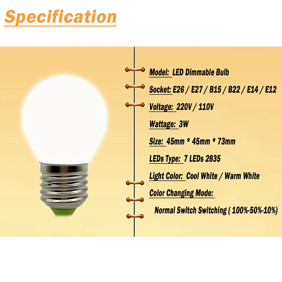 Dimmable LED Bulbs E26 E27 B15 B22 E14 E12 Equival 30W Replace Lamps 220V 110V - Image 3 of 4