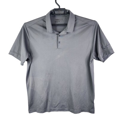 Mens Gray Nike Golf Standard Fit Dri-FIT Polo Shirt Short Sleeve