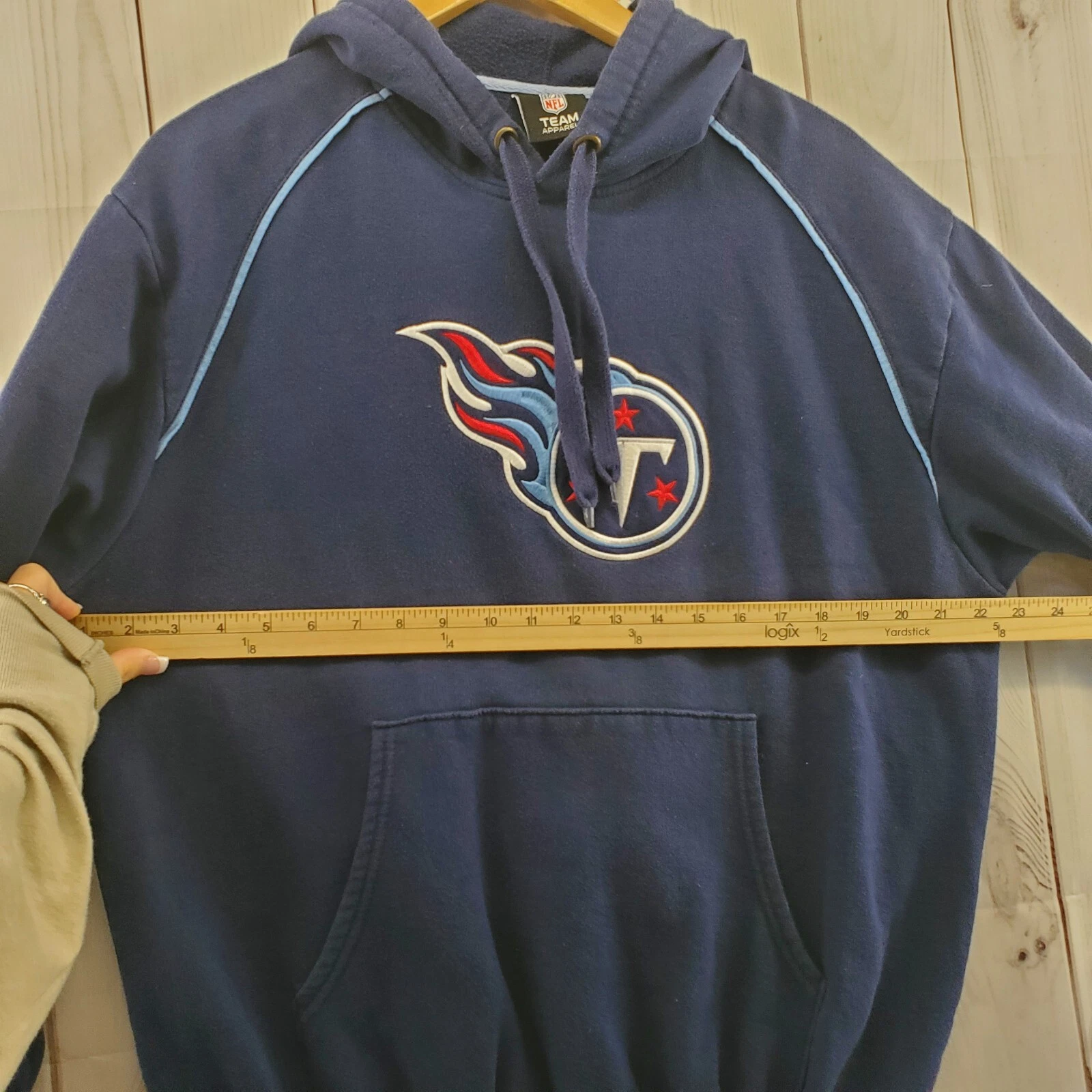 VETEMENTS Felpa con cappuccio Tennessee Titans da uomo media NFL calcio manica lunga logo blu