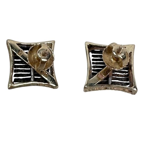 10k Yellow Gold Diamond Earrings Square Kite Invisible Set Princess 3.7g Weight - Picture 3 of 9