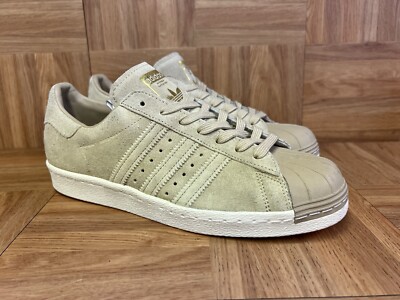 RARE🔥 Sz Adidas Originals Superstar 80s Beige Linen Khaki