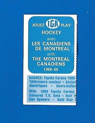 1968-69 IGA MONTREAL CANADIENS 68-69 NHL HOCKEY CARD 1-19 SEE LIST - Picture 25 of 39