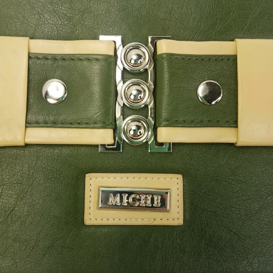 MICHE Darla Verde Clásico Cartera Cubierta Bolso de Mano Tachonado Imitación Cuero Bolso Cinturón Foto 2 de 4