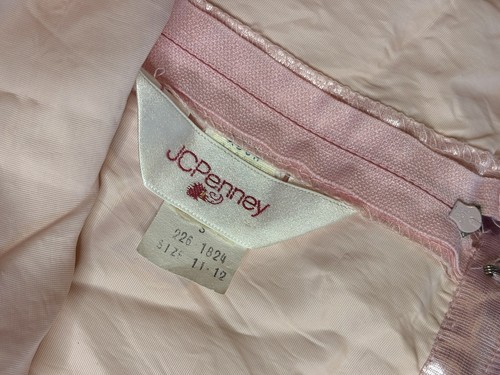 Vintage 70s Jc Penny Off Shoulder Maxi Prom Dress Size S 11/12 Union Made Pink - Picture 10 of 13