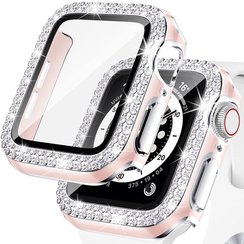 Für Apple Watch Ultra 49mm 9-1 SE 40/41/45mm Leder+ Metall Armband + Bling Hülle - Bild 26 von 73