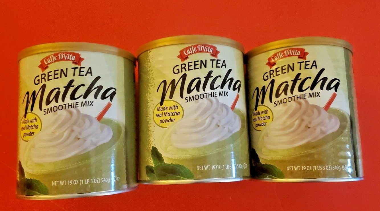 3 PACK CAFFE D'VITA GREEN TEA MATCHA SMOOTHIE MIX MADE WITH REAL MATCHA 